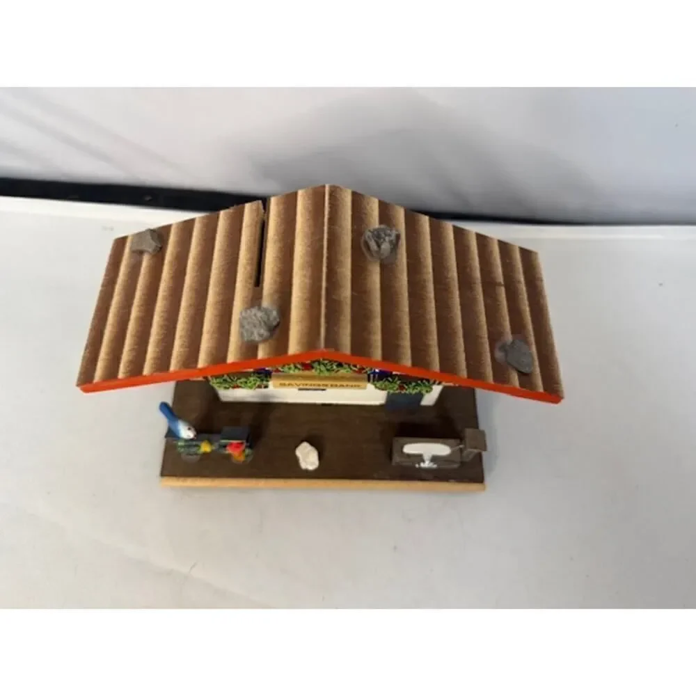 Vintage wooden savings bank music box Germany 5203 Pennies from heaven